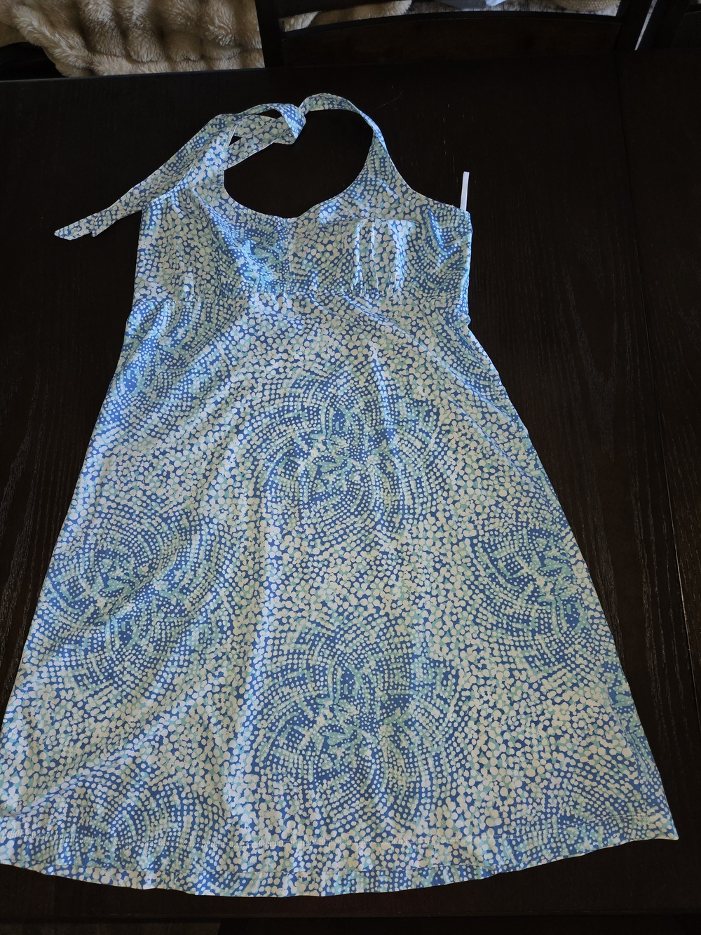 Columbia Blue and White Halter Mini Dress